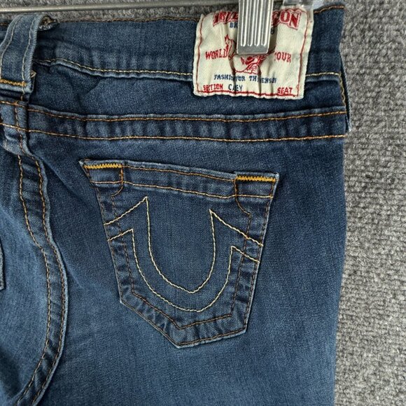 True Religion Jeans 32 (30x29) Casey USA Made Skinny Straight Stretch Blue Denim - Picture 16 of 16